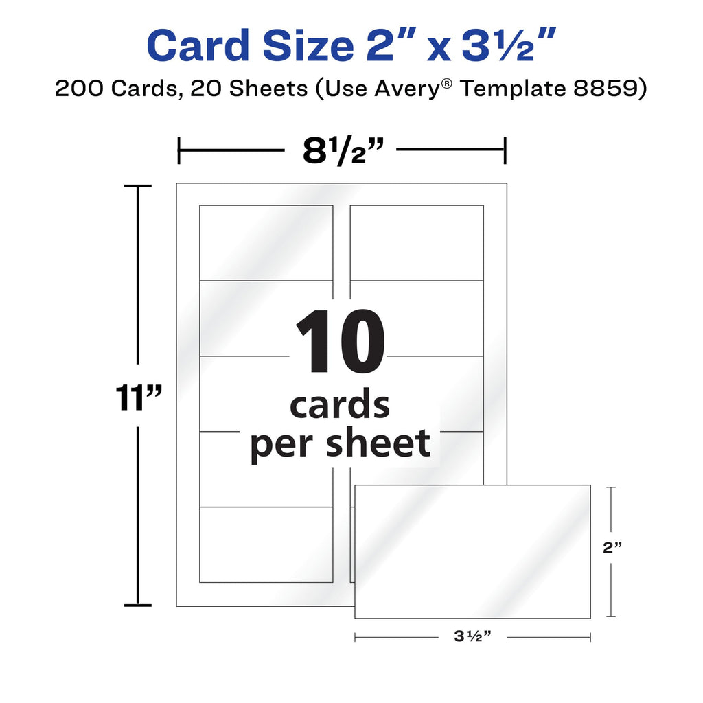 Avery Ink Jet Two-Side Printable Clean Edge Business Cards, White, Glossy, Pack of 200 (8859)