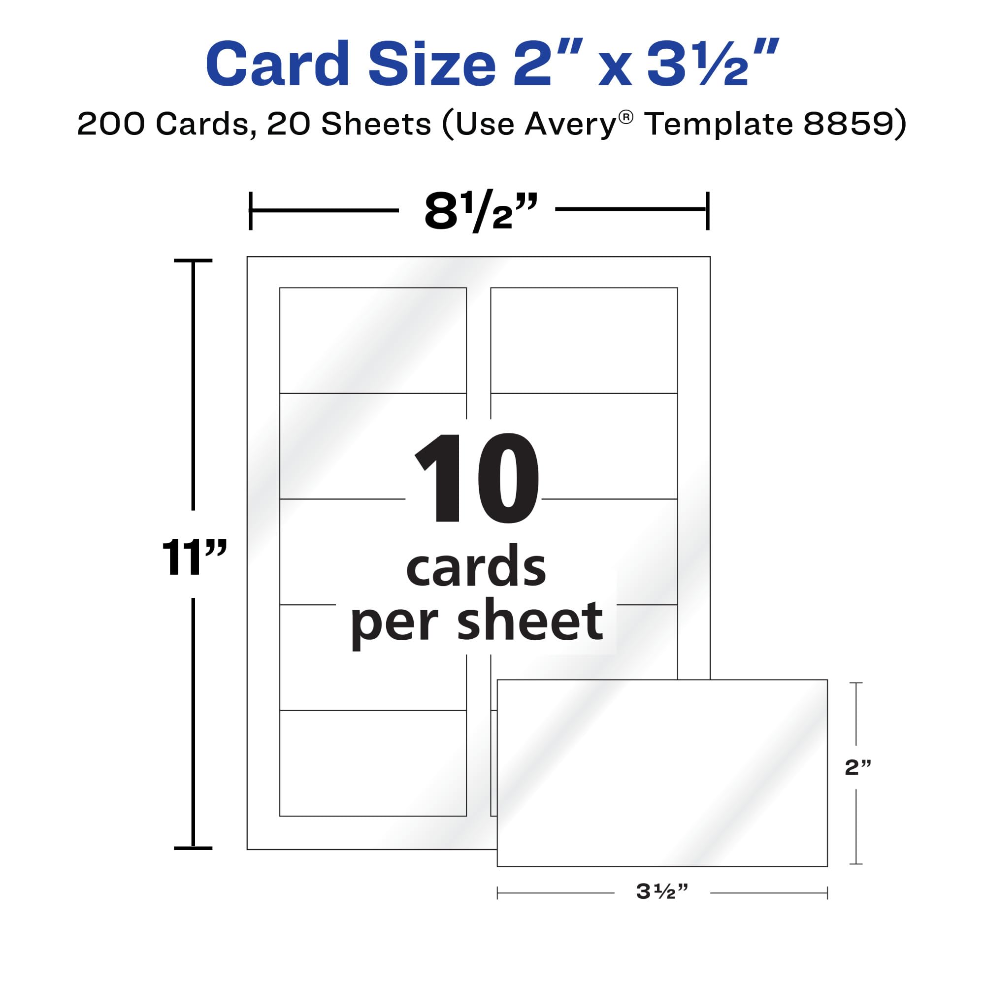 Avery Ink Jet Two-Side Printable Clean Edge Business Cards, White, Glossy, Pack of 200 (8859)