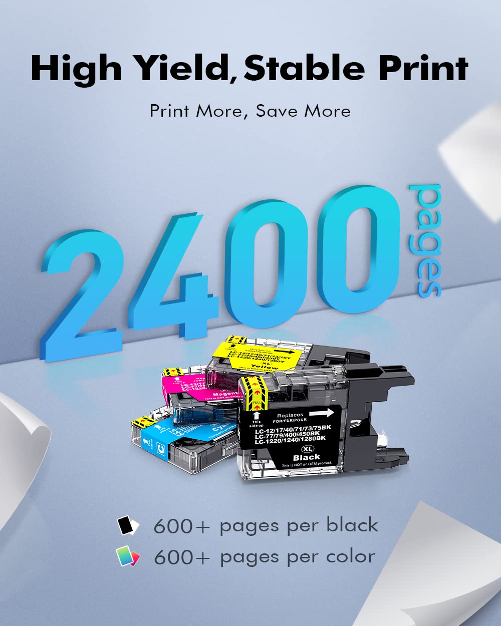 INK4U LC71 LC75 10-Pack Compatible Ink Cartridge Replacement for LC75 LC71 LC79 XL High Yield to Use with MFC-J6510DW MFC-J6710DW MFC-J6910DW MFC-J280W (4 Black, 2 Cyan, 2 Magenta, 2 Yellow)