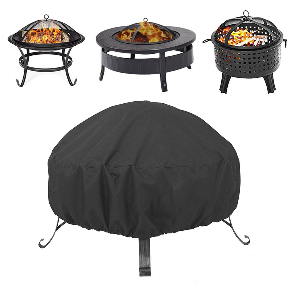 Fire Pit Cover Round for Fire Pit 22-34 Inch, Waterproof Outdoor FirePit Cover,Full Coverage Patio Round Fire Pit Cover Heavy Duty 420D Oxford Fabric Outdoor Fireplace Cover