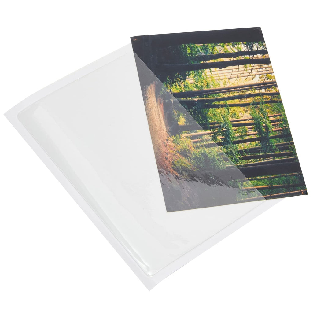 100 Pack Top Load 4x6 Photo Sleeves with Adhesive, Index Card Holder for Office Supplies, Clear Label Pockets for Small Business