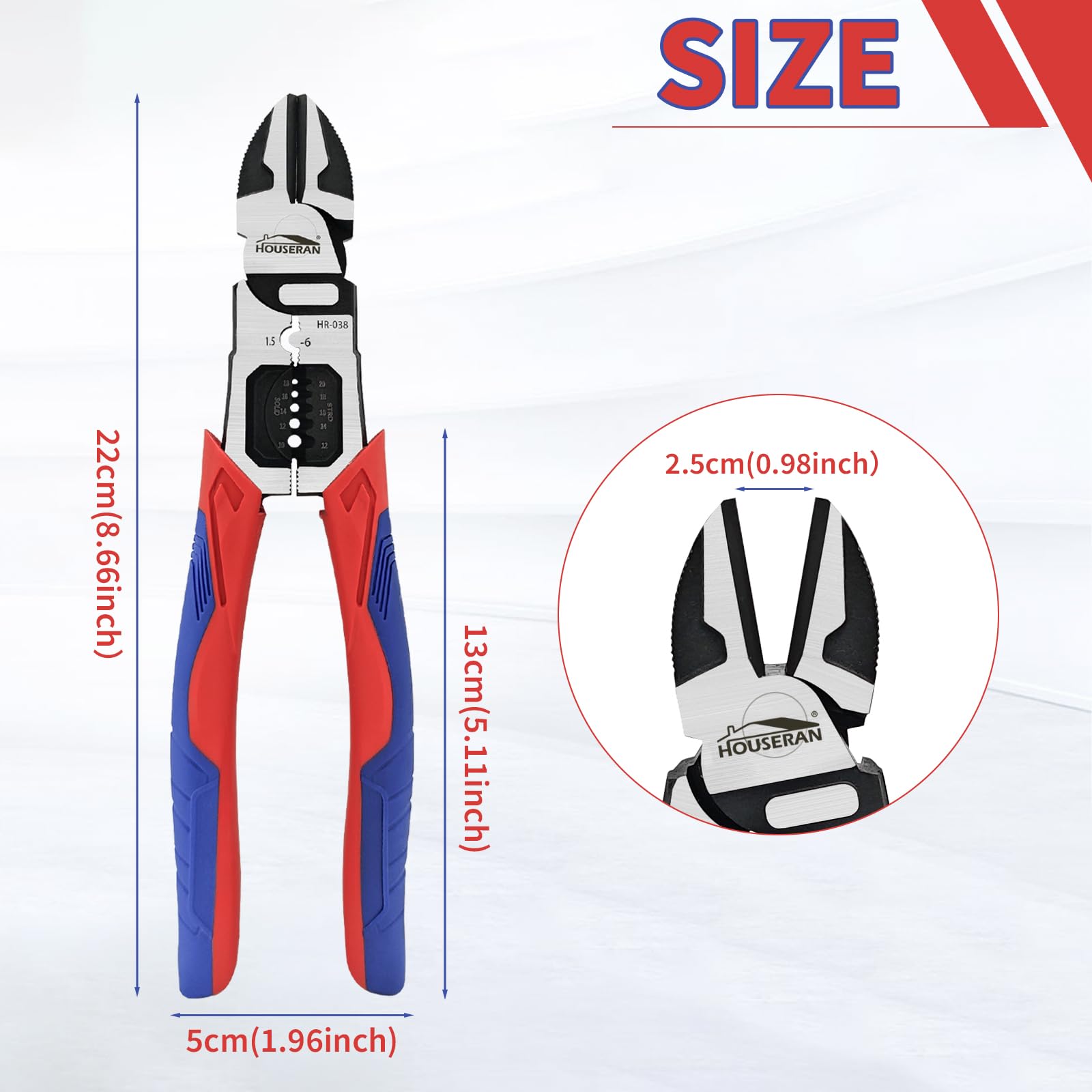 Wire Cutters, HOUSERAN Side Cutters with Wire Stripper and Crimper, Wire Cutters Heavy Duty, 3-in-1 Diagonal Cutters for Cutting, Crimping, and Stripping