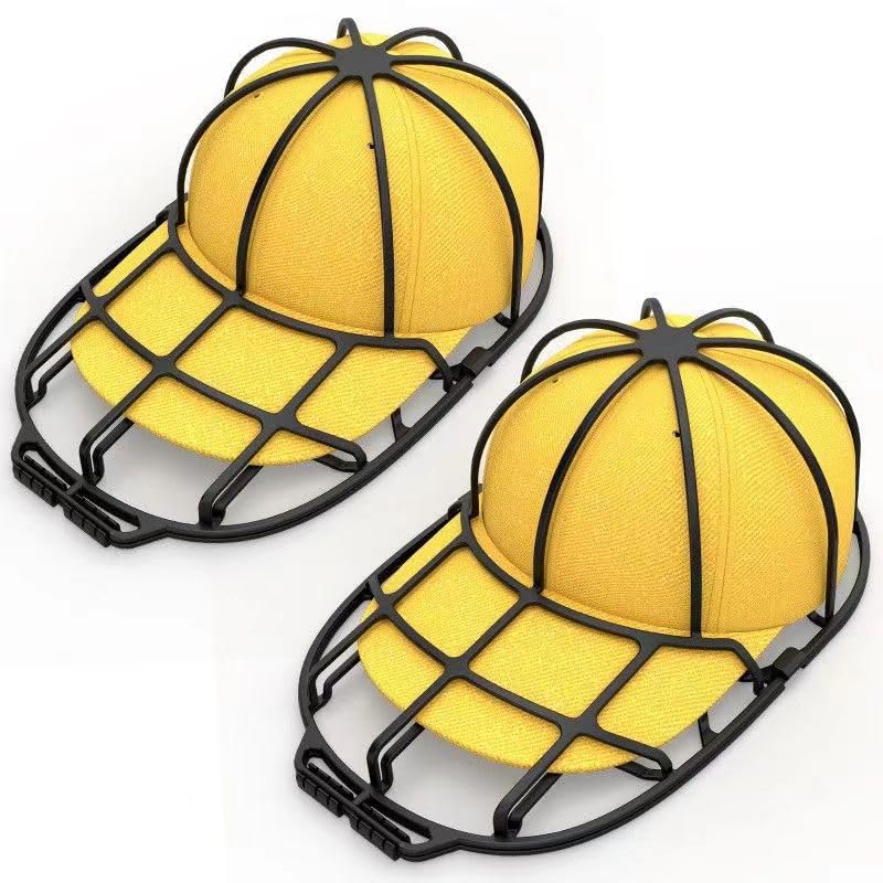 Senzhilin-2 Pieces Hat Washer Cage - Hat Cleaner for Adult and Kids Hats | Ideal for Baseball Caps | Safe for Dishwasher and Washing Machine | Black |