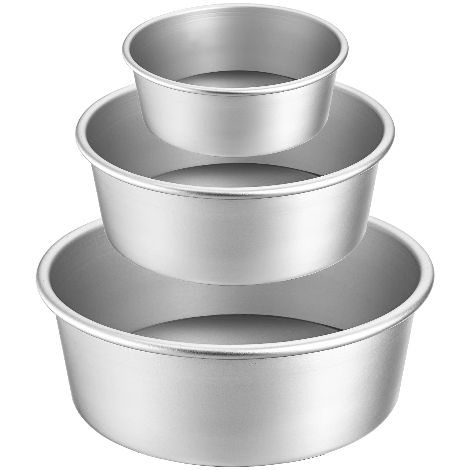 Lawei Round Cake Pan Set - 4" 6" 8" Aluminium Cake Pans with Removable Base Round Cake Baking Pans for Wedding Birthday Party