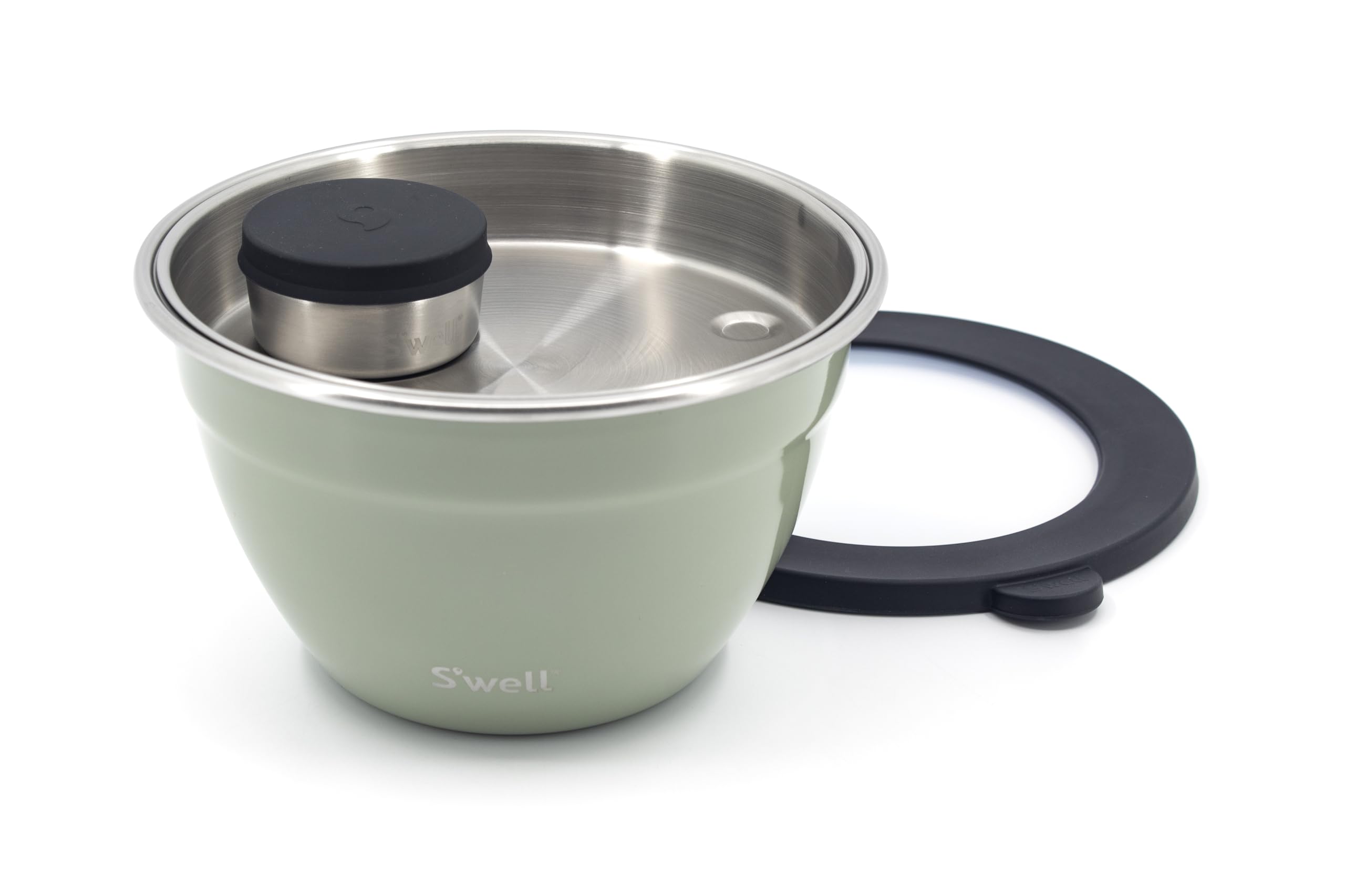 S’Well - Stainless Steel Salad Bowl Kit, Leakproof Lunch Bowl with Removable Tray and 2 oz Mini Canister, Meal Prep Food Container & Dishwasher Safe (64 oz, Mountain Sage)
