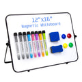SYCARON Dry Erase Whiteboard 12 x 16'', Magnetic White Board A3, Double Sided White Boards with Stand, Includes 8 Pens & 2 Eraser & 4 Magnets for Office and Home Drawing