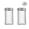Suweiyuanshiyi 2 Pack 12OZ Glass Sugar Dispenser/Shaker/Pourer with Stainless Steel Pour-Flap Lid for Coffee Bar Vintage Glass Jar for Sugar Cinnamon SpicesRetro Style