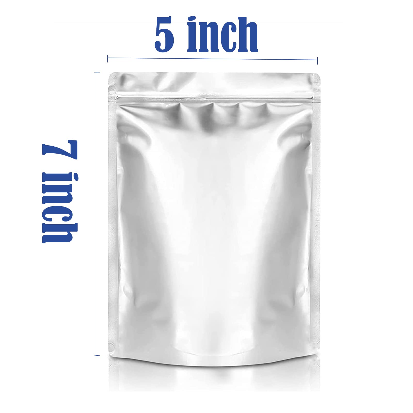 Durimoiy 50pcs Mylar Bags for Food Storage- Extra Thick 9.5 Mil - Stand-Up Zipper Pouches 5"x7" Resealable Bags & Heat Sealable Food Grade Storage Bags for Packging Products