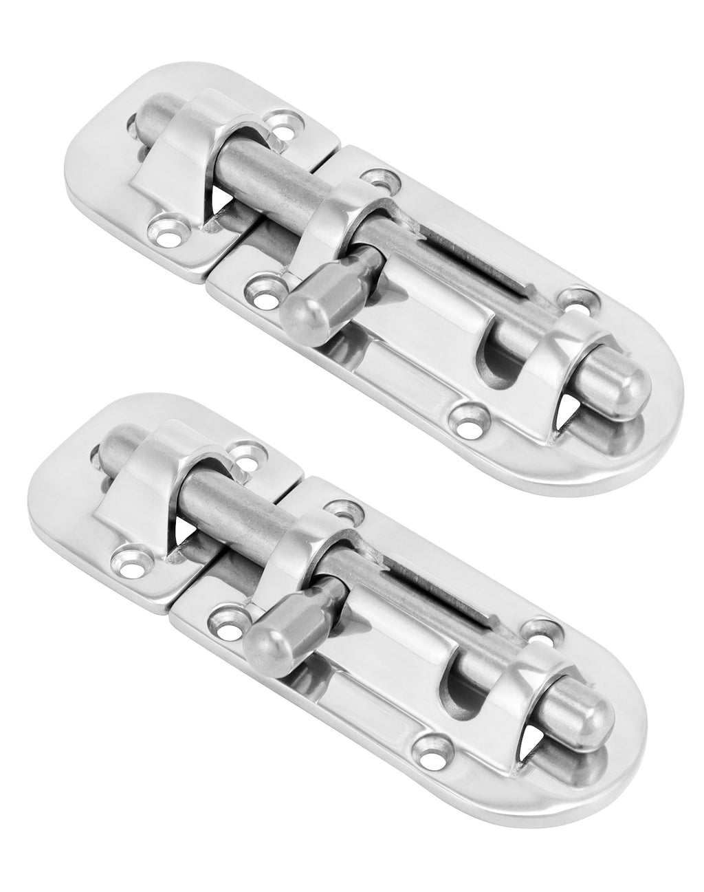 QWORK Boat Door Latch Lock, 2 Pack Marine 316 Stainless Steel Heavy Duty 4-1/3" Long Door Window Lock Latch Slide Barrel Bolt Clasp for Marine Boat Window/Door/Hatch/Cabinet