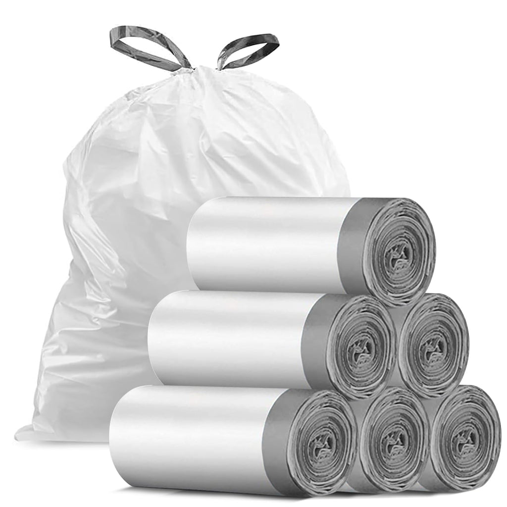 Charmount 210 Counts Small Garbage Bags -4 Gallon Drawstring Trash Bags for Bathroom, Kitchen, Bedroom, Office and Car, 10-15L Unscented,Semi-Transparent White