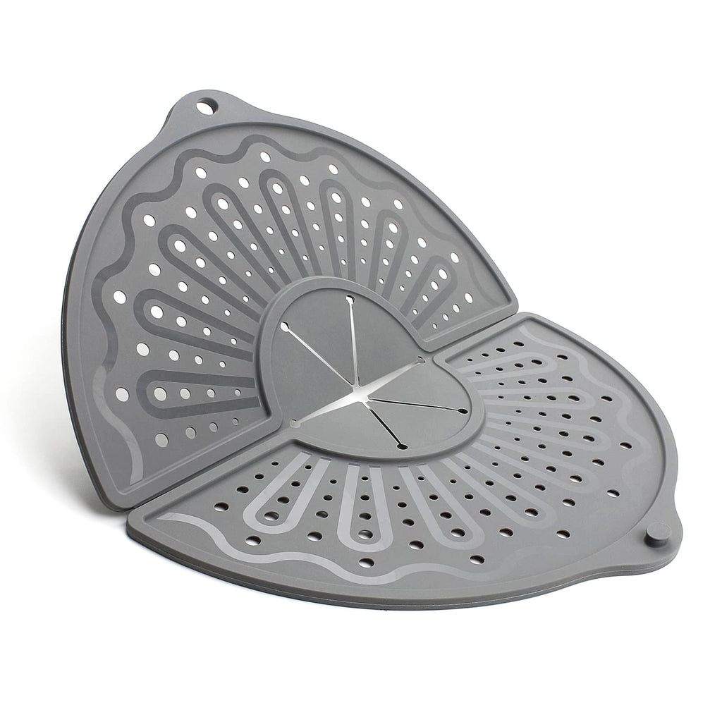 Silicone Splatter Screen for 10, 11 and 12 Inch Frying Pan, Foldable Splash Guard, Multi-Use Grease Splatter Guard/Trivet Mat, 12" Non-Stick Oil Splatter Guard, Dishwasher Safe, BPA Free, Gray