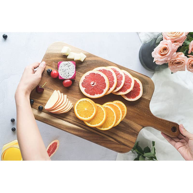 UgyDuky Acacia Wood Cutting Board Wooden Kitchen Cutting Board with Handle Wooden Chopping Board Wood Serving Board Charcuterie Board Serving Board for Food Prep Bread Fruit Vegetable Meat Serving