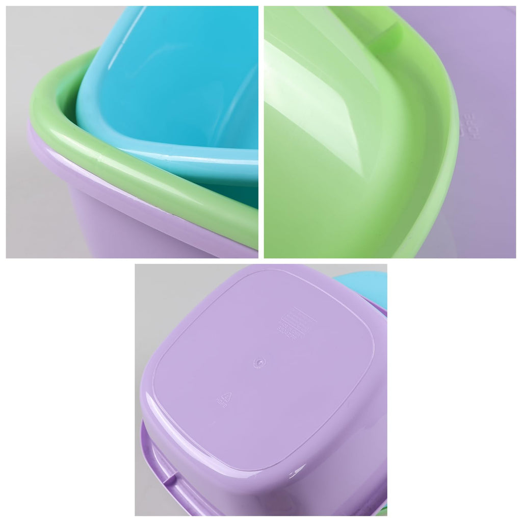 Jandson 3-Pack 8 Quart Plastic Square Wash Basin, Small Dishpan Tub (Blue, Green, Purple)