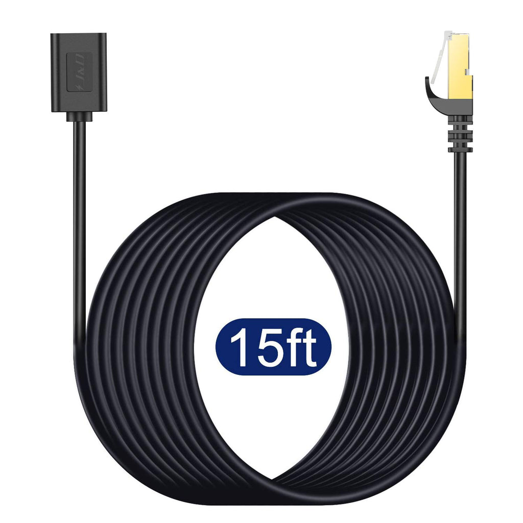 J&D Ethernet Extension Cable, Cat 6 Ethernet Extender Cable Adapter (15 Feet) Support Cat6 / Cat5e / Cat5 Standards, RJ45 Cords Shielded Male to Female