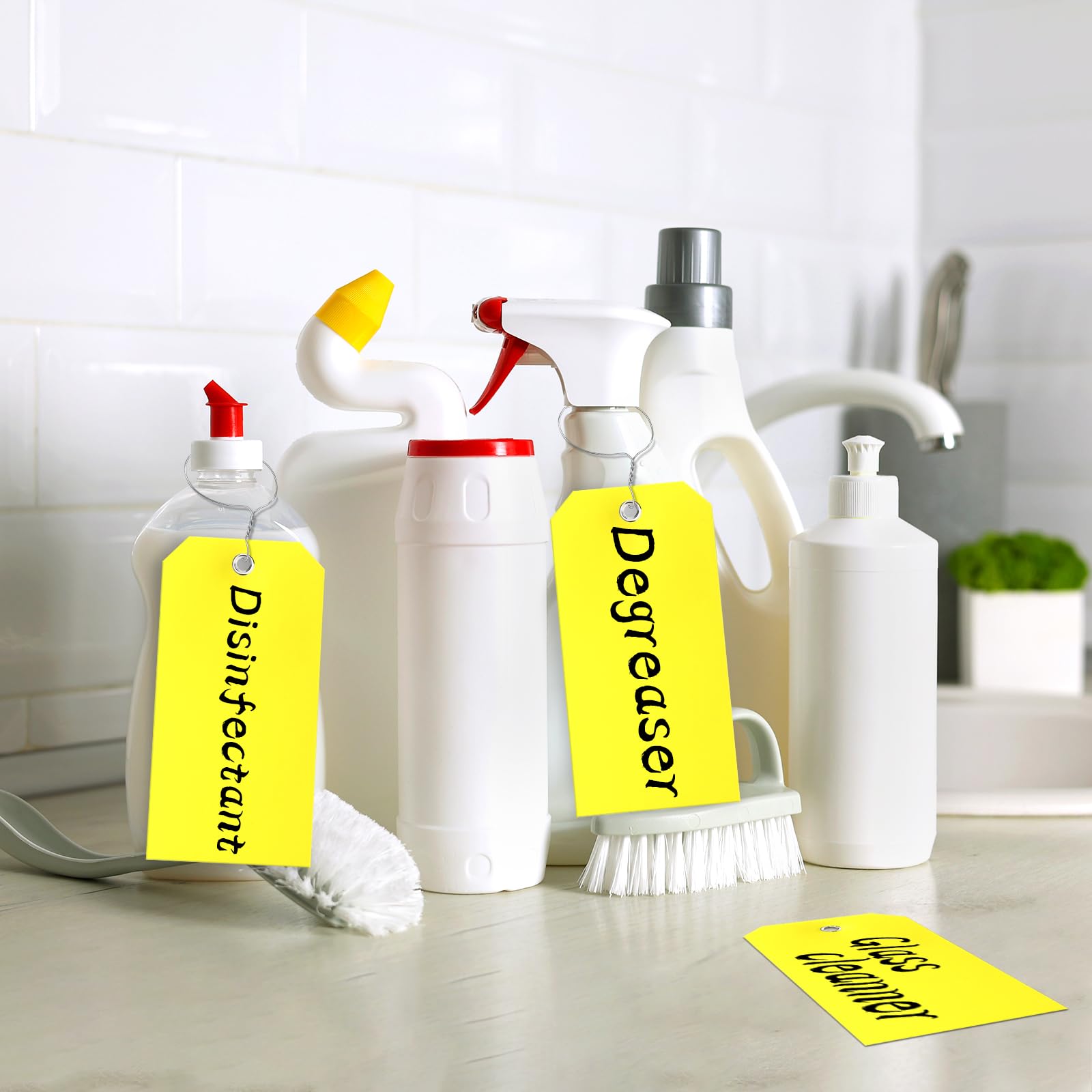 XUWAIDSGN 100Pcs Yellow Plastic Shipping Tags, 4 3/4" x 2 3/8", Writable, Durable, Waterproof (100, Yellow, 6 1/4" x 3 1/8")