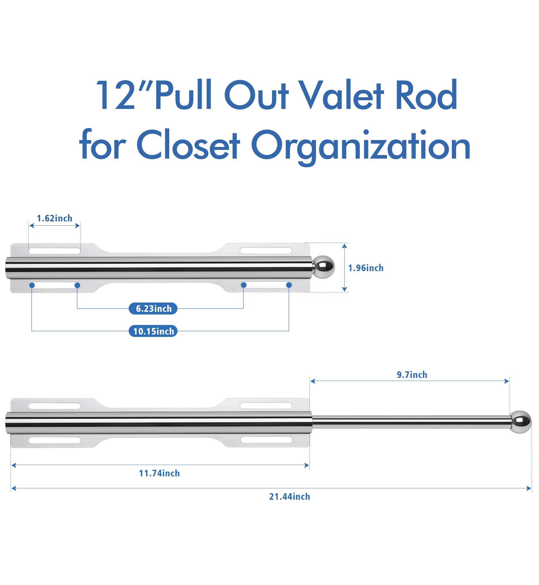 FIRJOY Valet Rod for Closet Pull Out (Chrome)