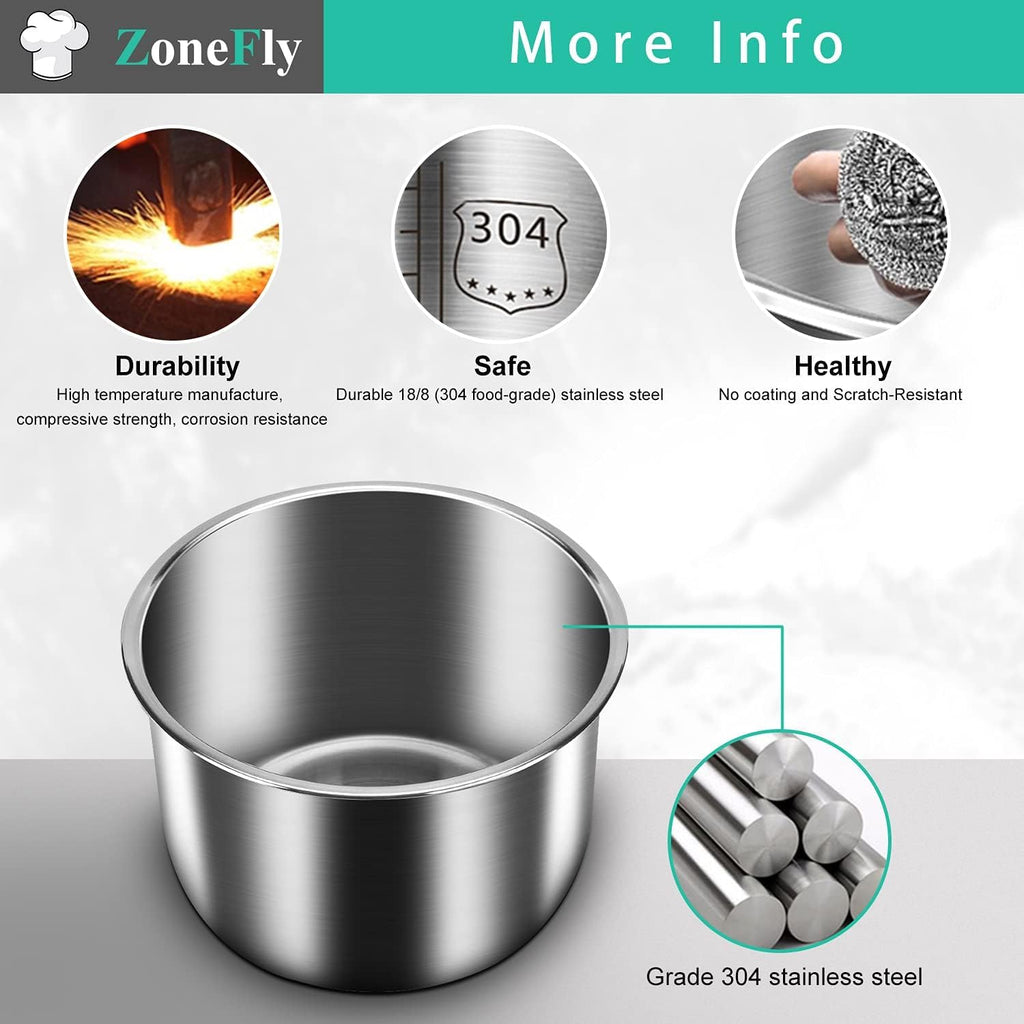 AblerV Stainless Steel Inner Pot Compatible With Instant Pot 6 Qt, Original Cooking Pot for InstaPot Replacement, Polished Surface Non-Stick Pressure Cooker Liner