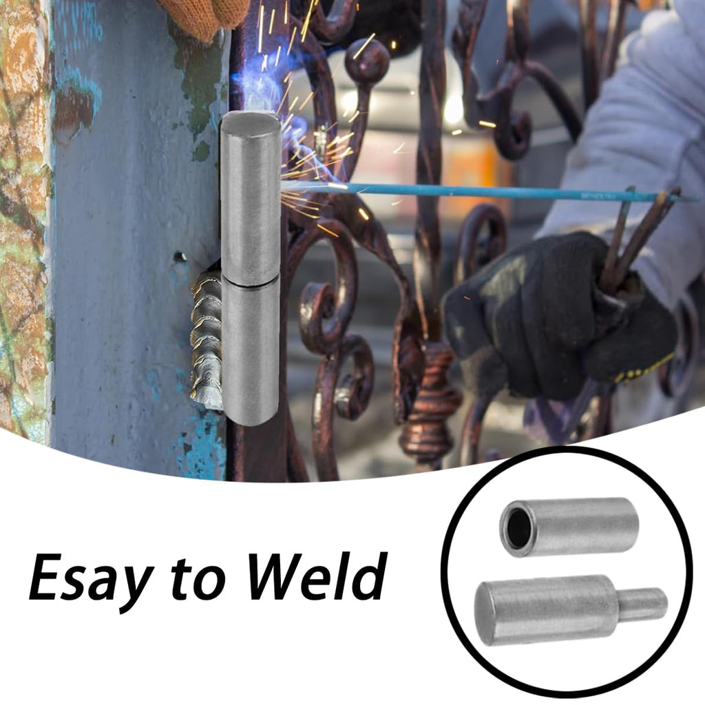 YSKmanhuo 4 PCS Weldable Barrel Hinges, 3" x 3/4", Heavy Duty Steel, Unfinished, Industrial, Carbon Steel Q235B, 700 Lbs Capacity