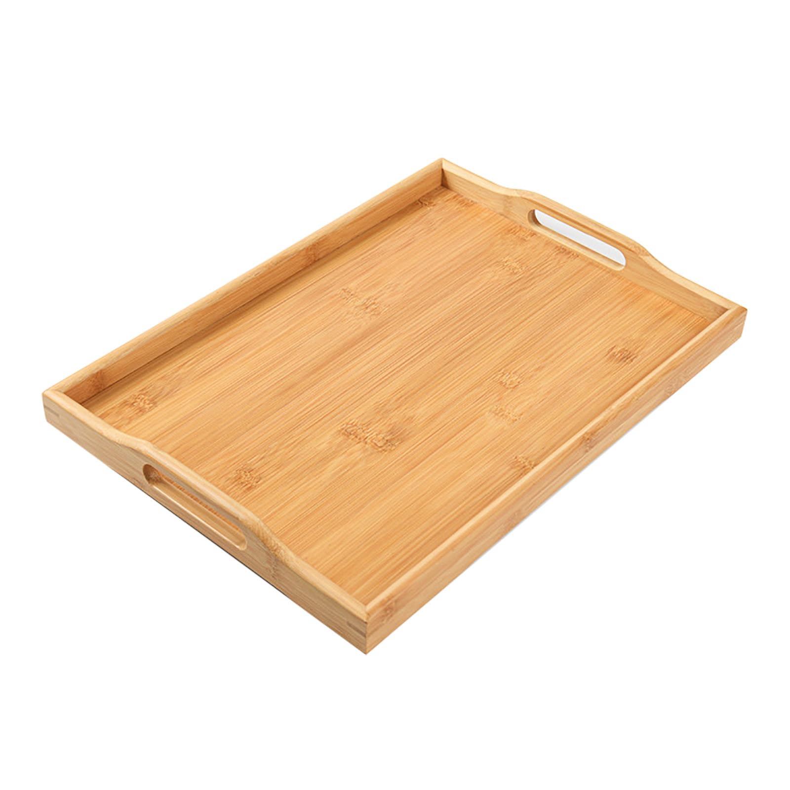 GKYMYZ Bamboo Wood Tray with Handles,16.5x11.5x2 inches,Wooden Serving Trays,Couch Tray Table,Suitable for Dinner Tray,Tea Tray,bar,Coffee or Any Food Tray-Suitable for Party or Breakfast in Bed Tray