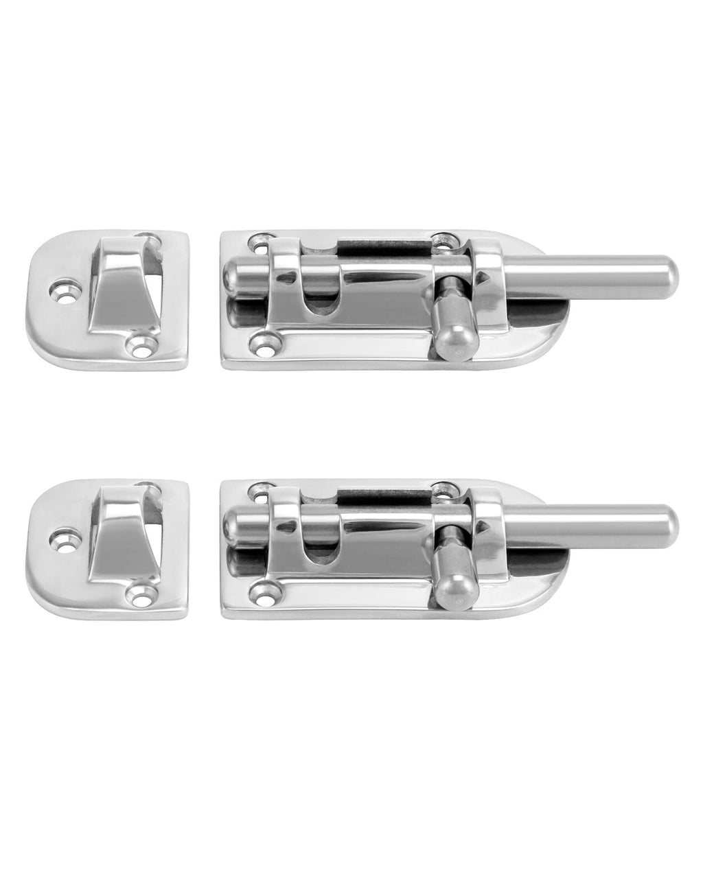 QWORK Boat Door Latch Lock, 2 Pack Marine 316 Stainless Steel Heavy Duty 4-1/3" Long Door Window Lock Latch Slide Barrel Bolt Clasp for Marine Boat Window/Door/Hatch/Cabinet