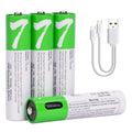 USB AAA Lithium ion Rechargeable Battery, 1.5V 750mWh Rechargeable AAA Battery, 1 H Fast Charge, 1200 Cycle with Type C Port Cable, Constant Output,4-Pack