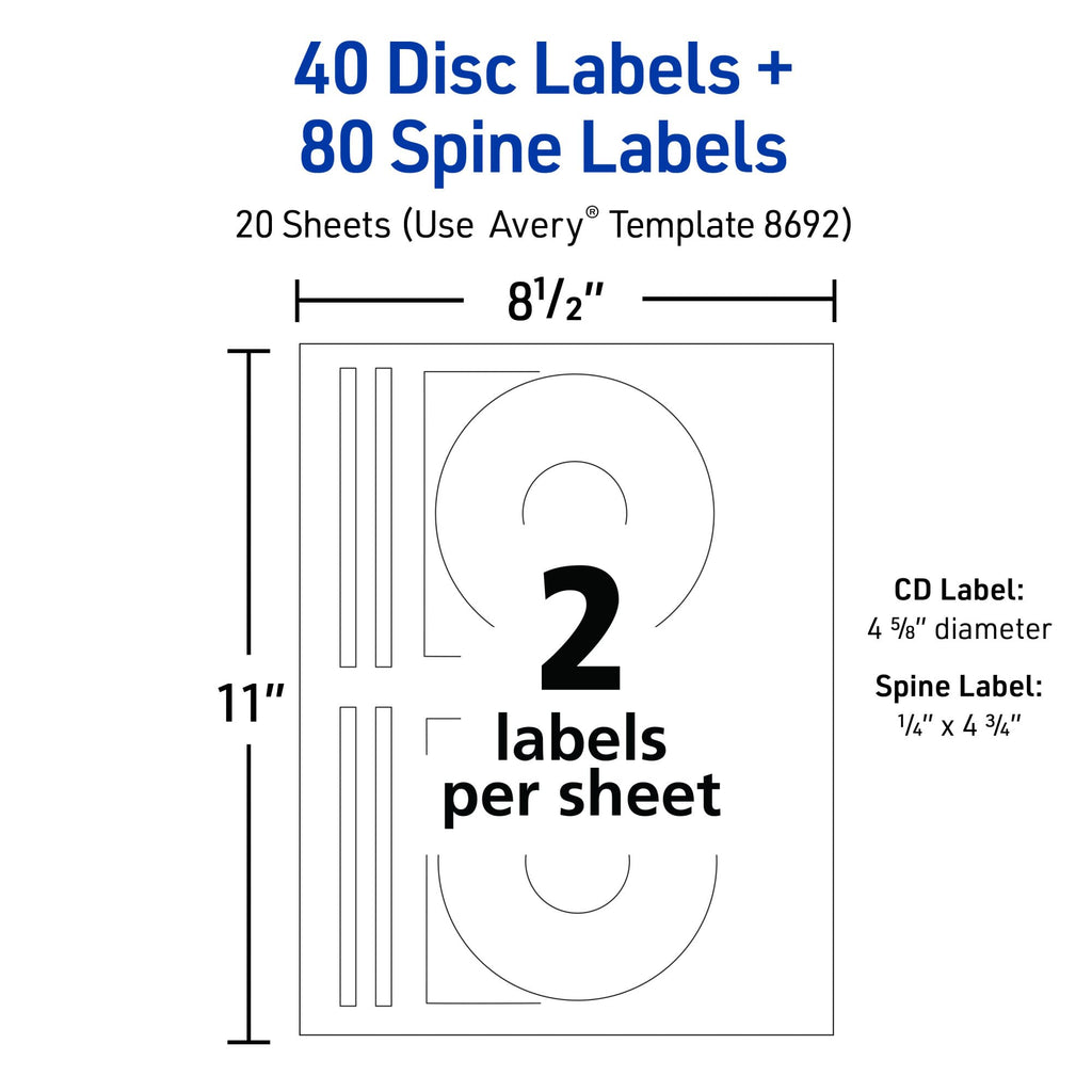 CD Labels, Inkjet, Permanent, (a) CD Labels, White Matte, 40