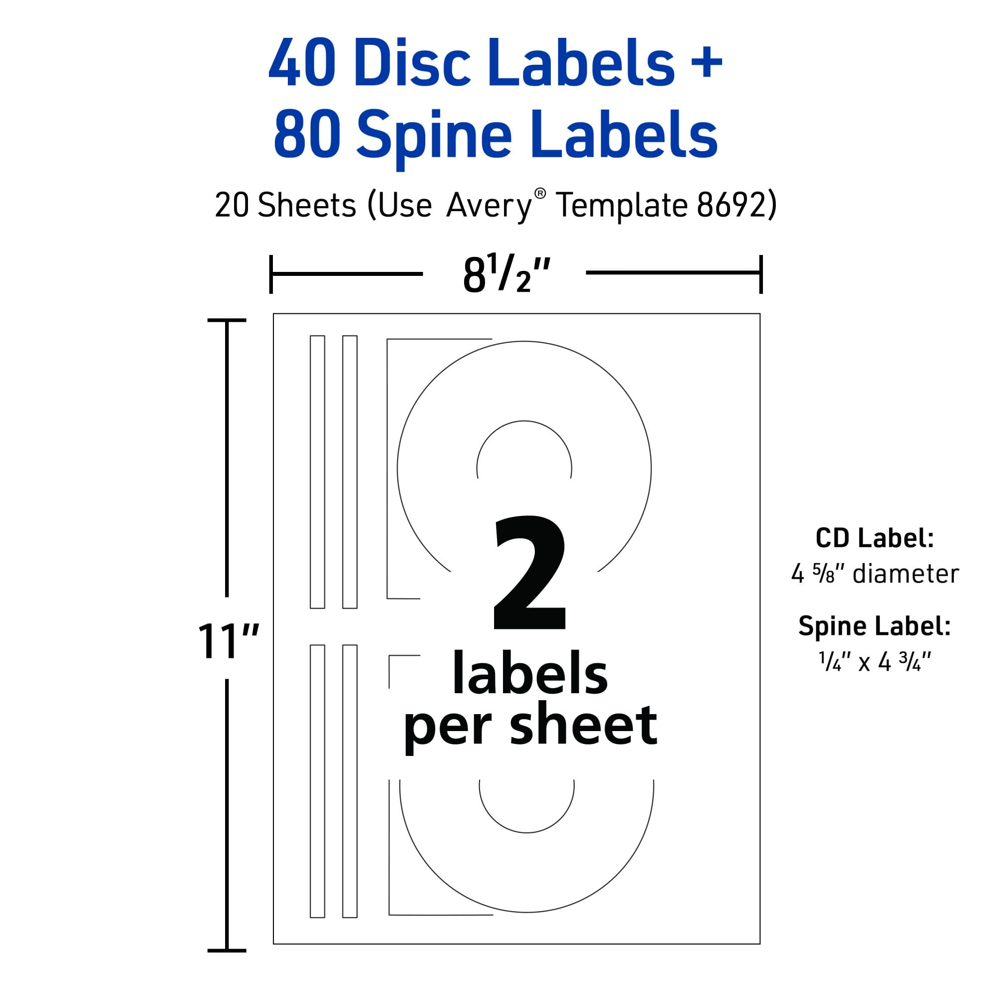 CD Labels, Inkjet, Permanent, (a) CD Labels, White Matte, 40