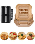 130PCs Air Fryer Liners Disposable for Ninja DoubleStack 2-Basket Air Fryer SL201/SL201C 8QT, MMH 6.3 Inches Food-Grade Baking Parchment Paper Ninja Double Stack Inserts Accessories