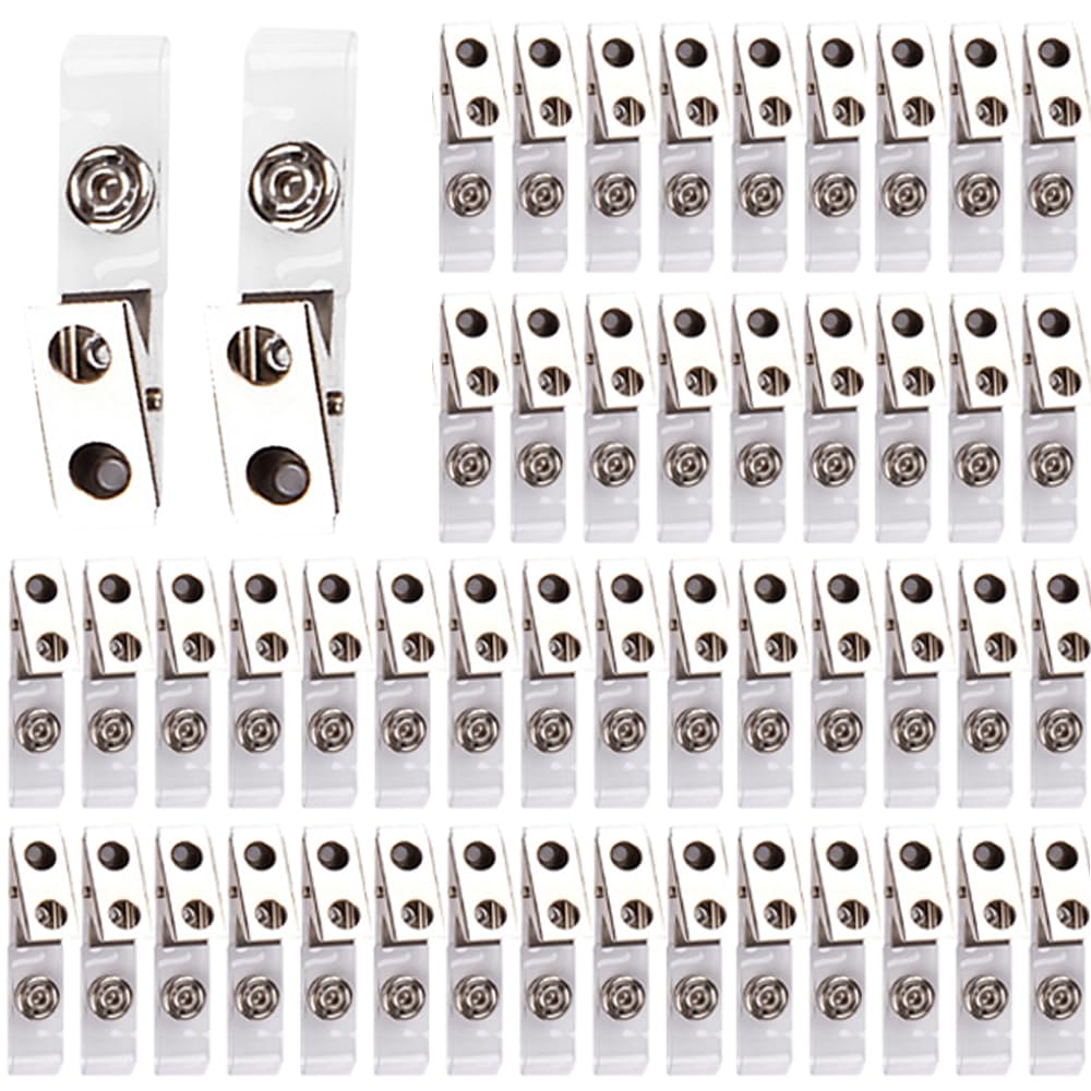 150 Pcs Metal Badge Holder Clips with Clear PVC Straps Tag Clip for Id Cards Name Tags Card Holders Work Badges Nurse Accessories