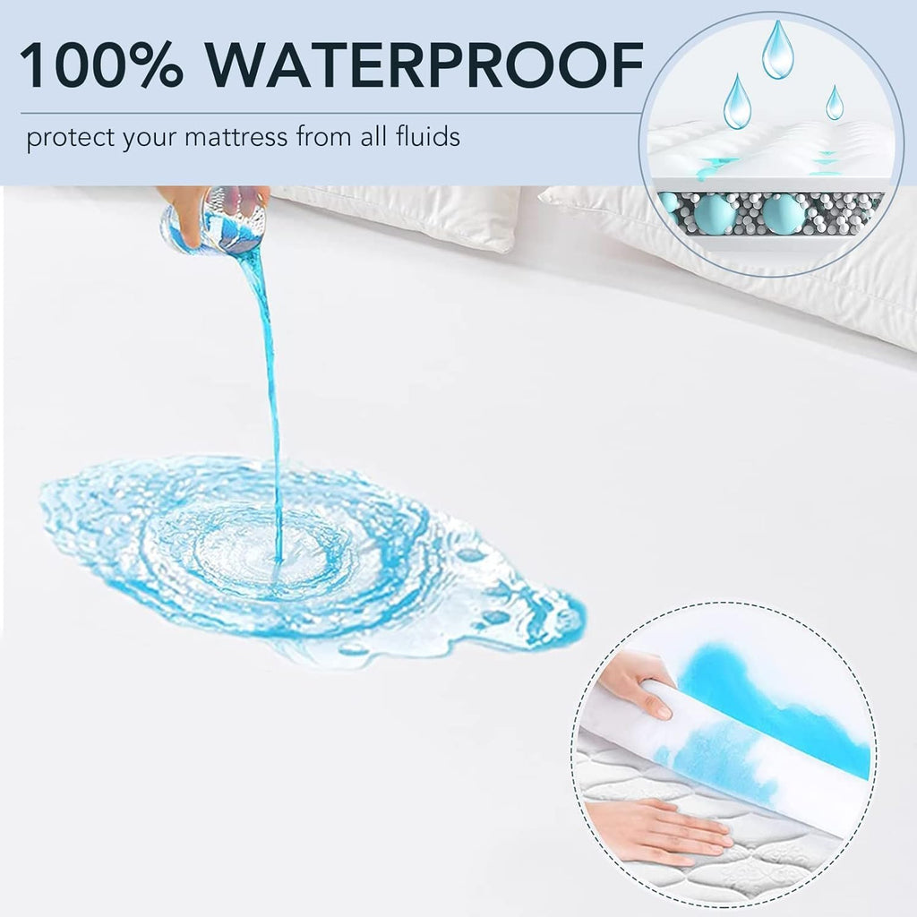 2 Pack Twin Size Waterproof Mattress Protector, Breathable, Noiseless Mattress Cover, 8"-21" Fitted Deep Pocket Mattress Protector Pad Cover - Cooling Smooth Soft,38"x 75"(White)