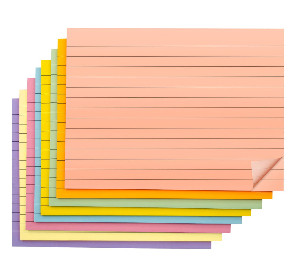 8 Pack Lined Sticky Notes 8x6 in Post,400 Sheets Large Ruled Post Stickies,50 Sheets/pad Bright Self Sticky Super Power Memo Pads Strong Adhesive for Home,Office,School