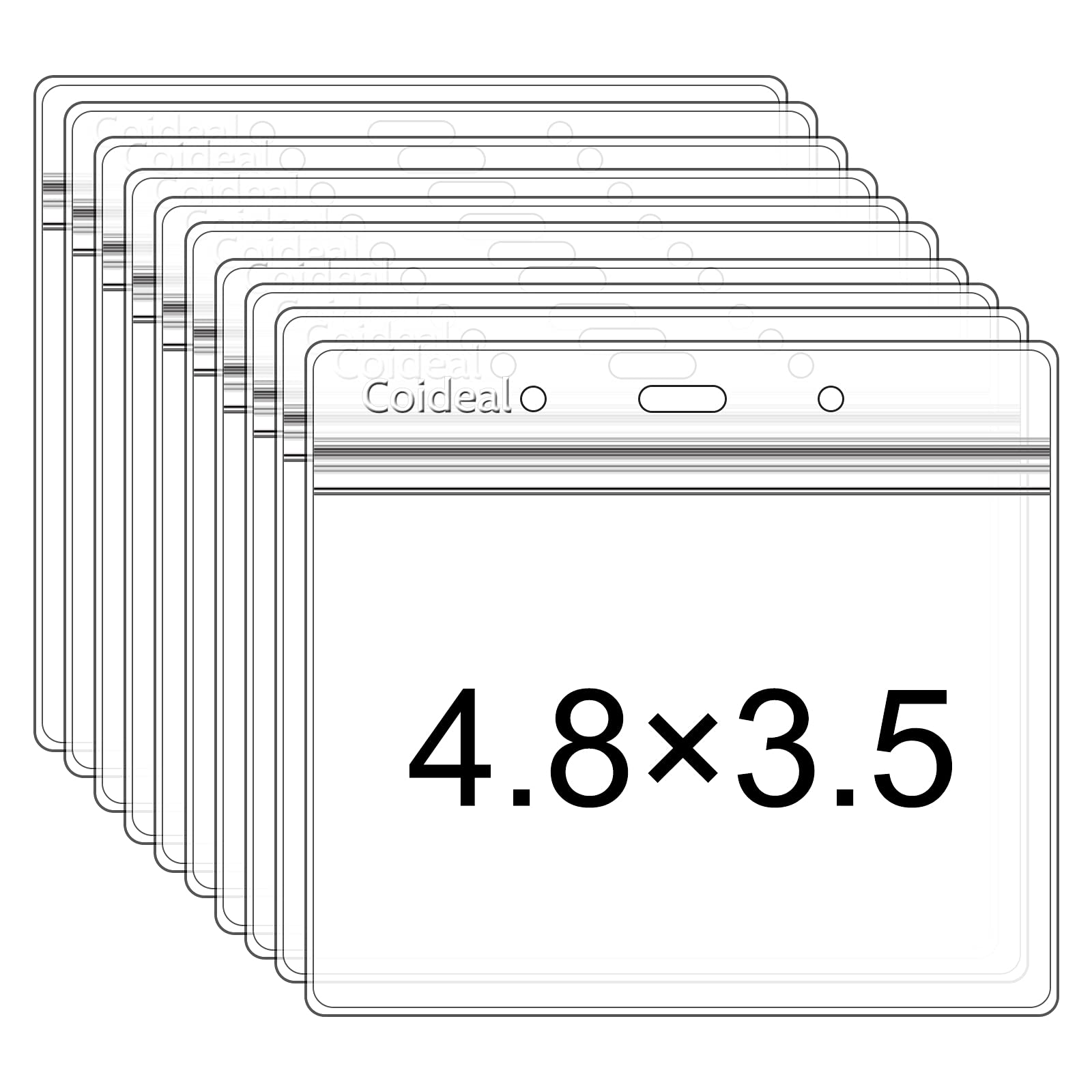 Plastic Horizontal Badge Holder Clear - Coideal 36 Pcs Thick Name Tag ID Card Holders Protector Transparent Sleeves with Waterproof Resealable Zip (126x115mm)