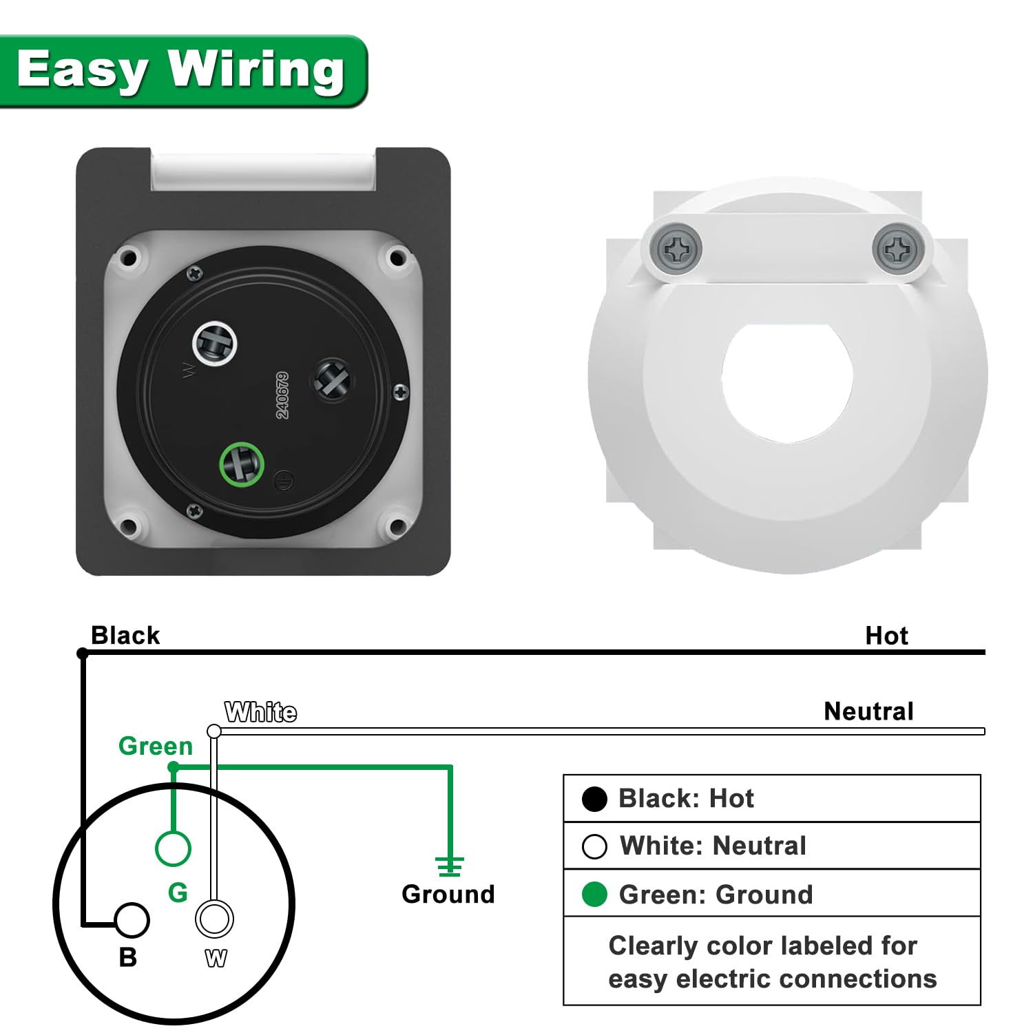 Ambuker 30 Amp RV Power Inlet 125V NEMA L5-30R Female Twist Lock Receptacle Connector with 3 Stainless Steel Pins and Waterproof Cover Shore Power Inlet Box for Generators RV Campers Yachts Sheds
