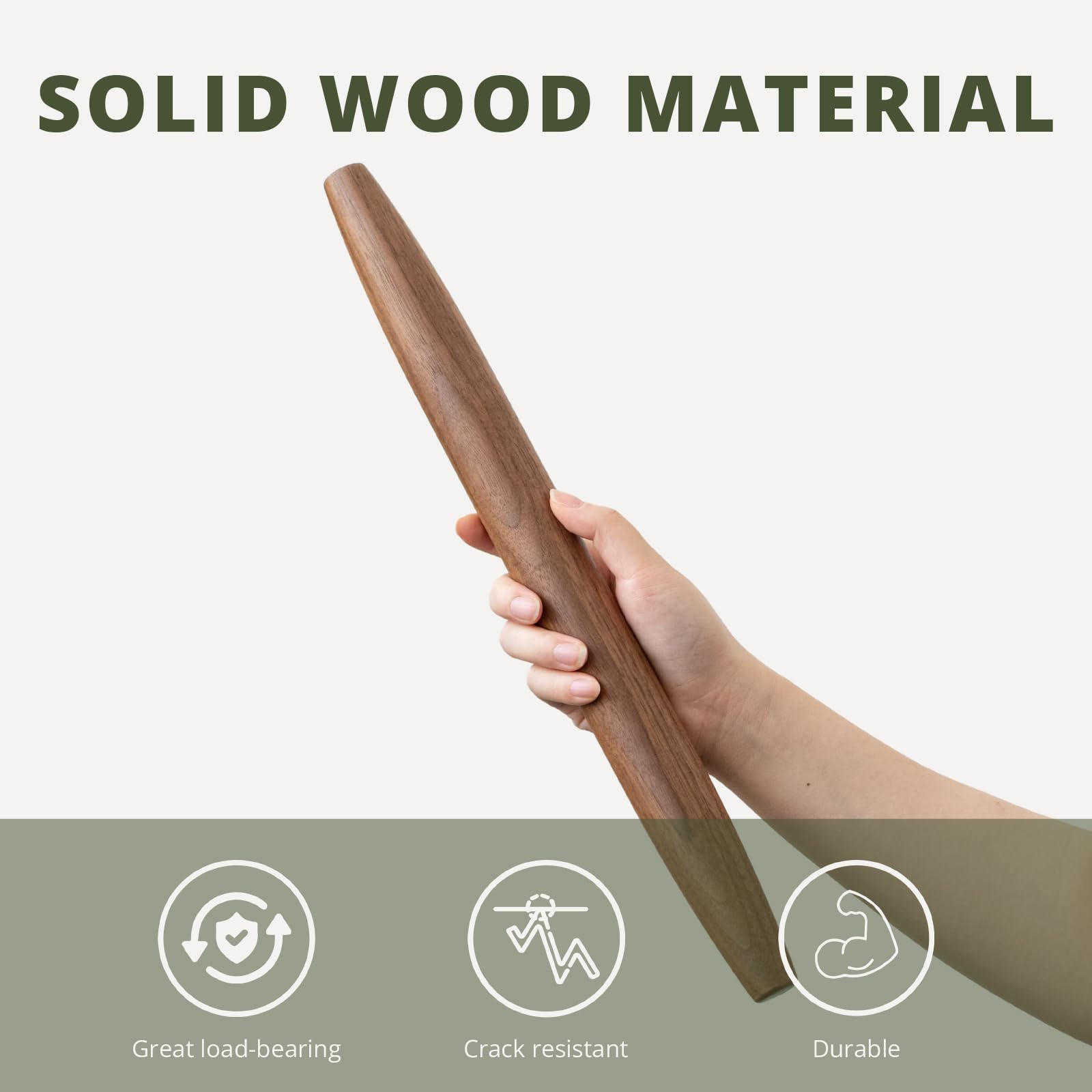 Muso Wood Walnut Rolling Pin for Baking (Walnut 15-3/4 Inch)