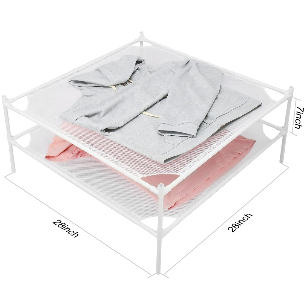 Clothes Drying Rack Flat, Portable Dryer for Sweater with Metal Tube, 2-Layer Mesh Laundry Rack for Indoor and Outdoor Use, Can be Placed to Dry Towel, Sweater, Hat, Glove, Bottle, Herbal