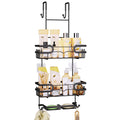 SWTYMIKI Shower Caddy Hanging Over the Door, 2 Tier Bathroom Shelf + 2 Soap Holders, Shower Shelf Organizer with 14 Hooks for Shampoo, Towels, Soap, No Drilling, Rustproof & Waterproof, Black