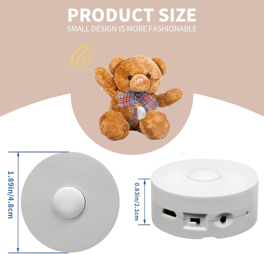 XLW 195 Seconds Message Voice Recorder, Voice Recording Button Record Custom Messages for Crafts, Stuffed Bear, Baby Doll,Pillow and Xmas Halloween New Year Birthday Presents White-2P