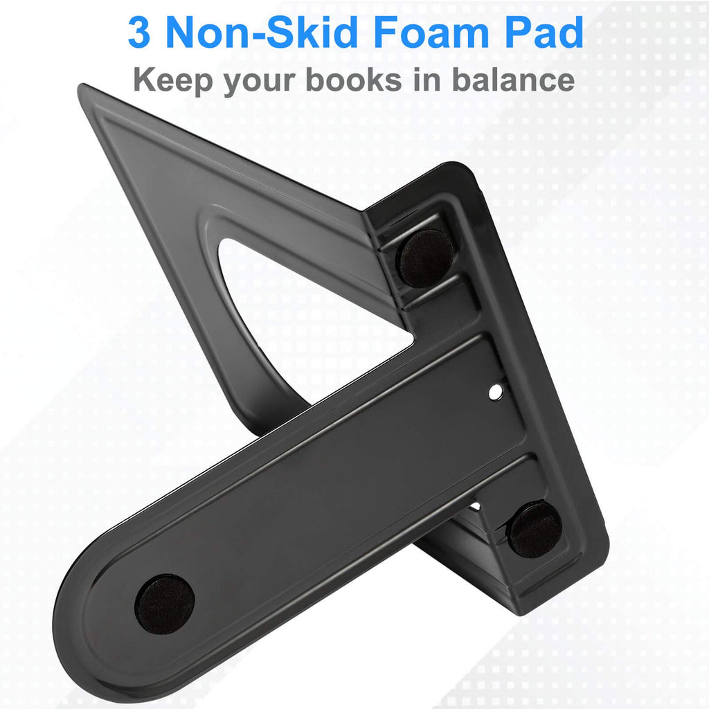 Heavy Duty Bookends for Shelves, Anti-Slip Base, Black, Great for Library, Office, Home, School, 4 Pairs