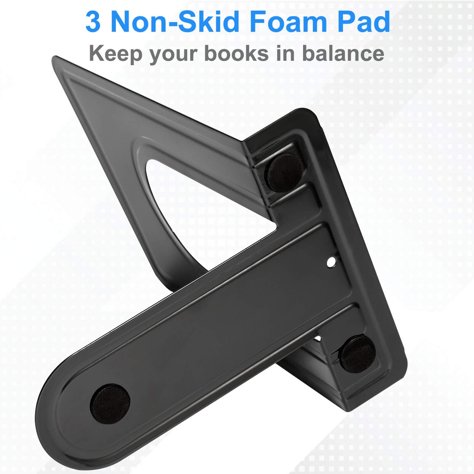 Heavy Duty Bookends for Shelves, Anti-Slip Base, Black, Great for Library, Office, Home, School, 4 Pairs