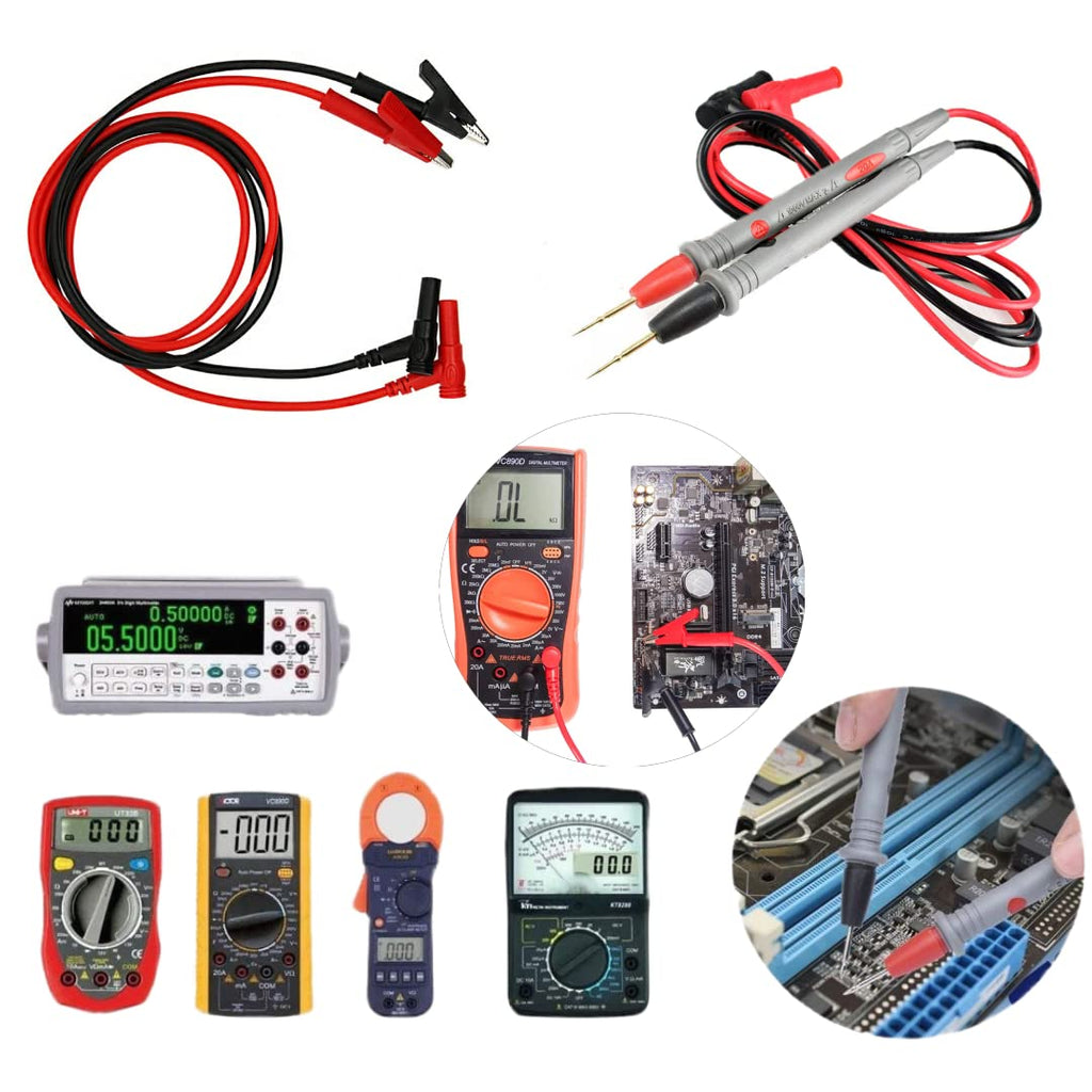 Test Leads for Multimeter,1 Pair Test Lead with Alligator Clips and 24k Gold Plated Test Probe, 1000v 20a Lead Test Kit, Suitable for Most of Digital Multimeter