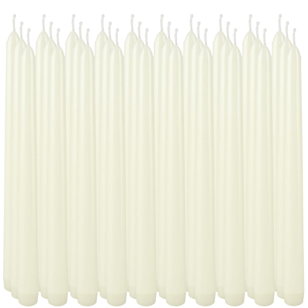 TLNFHRPI 30 Pack of 10-Inch Ivory White Taper Candles - Unscented and Smokeless Long Burning