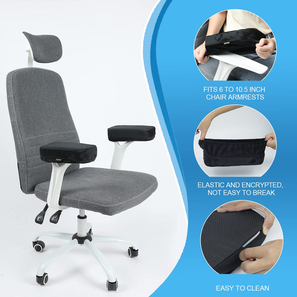 Aguoguo Office Chair Armrest Pillow, New Extended 11" Office Chair Armrest Cover Cushion, Memory Foam Gaming Chair Arm Cover, Comfortable Desk Chair Cushion for Elbows and Forearms (Large, Set of 2)