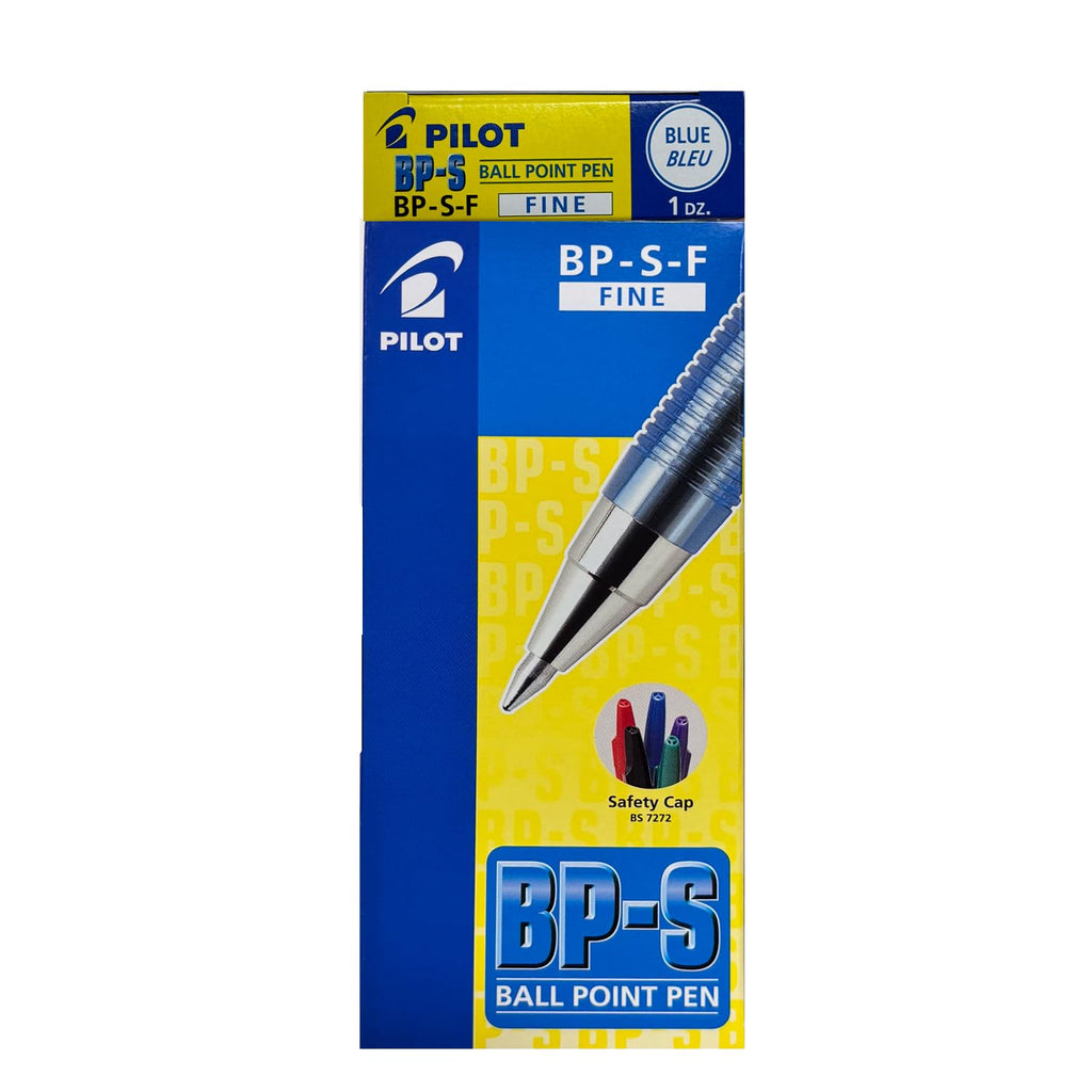 Pilot - BP-SF - Refillable Ballpoint Pen Fine point - Crystal Plastic Body with Cap - Blue - Set of 12