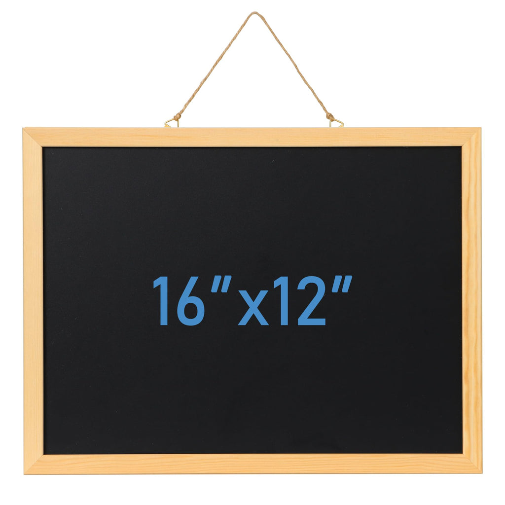 Mordchil HF Chalkboard, 16"x12" Wall Mounted Small Blackboard, Wood Frame Hanging Rustic Chalk Board for School, Office, Home, Restaurant Menu, Kitchen, Natural Wood Color
