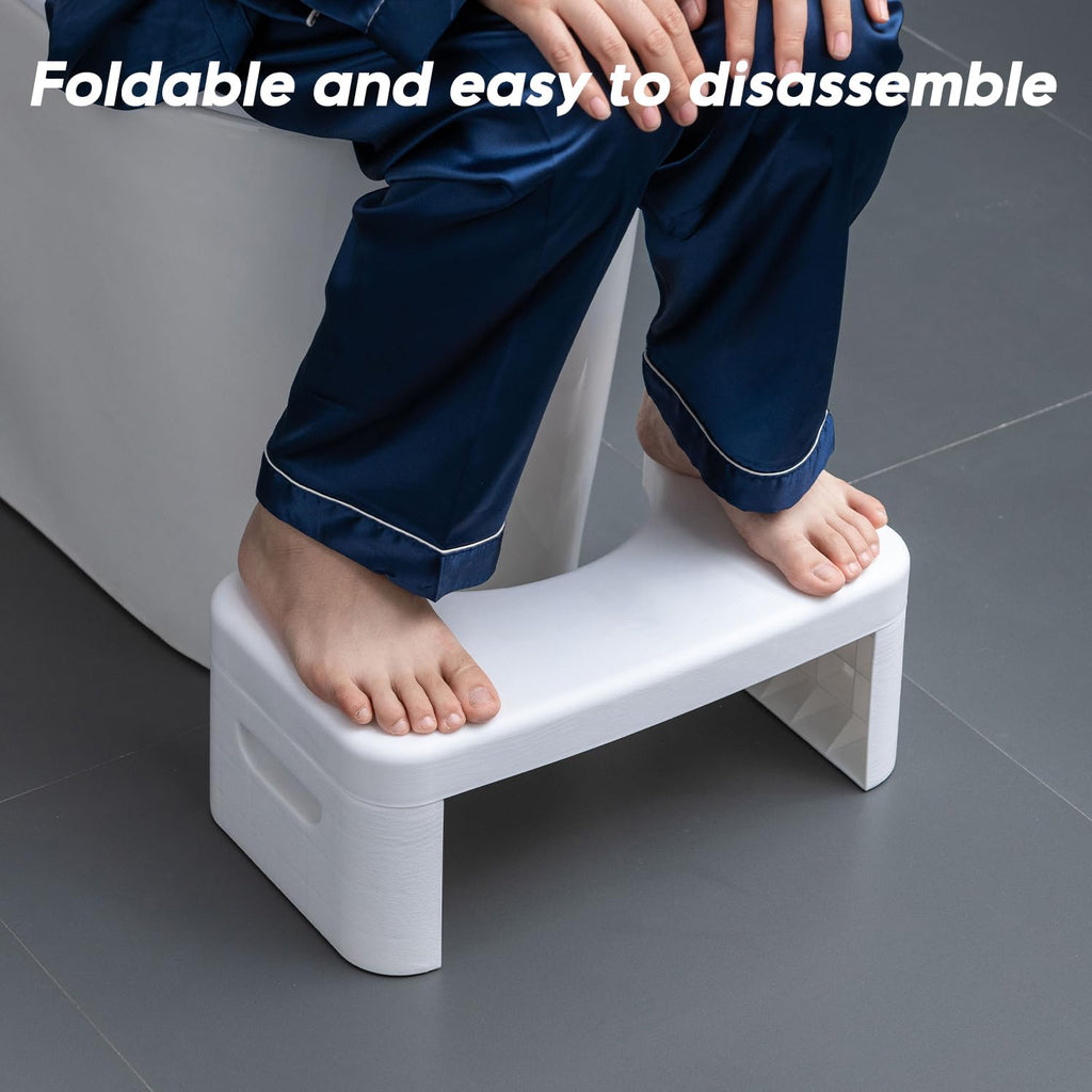 Toilet Step Stool, Toilet Footstool, Toilet Assistance Steps, Bathroom Toilet Stool, Kids Tot Step Stool, Foldable Toilet Stool, Fits All Toilets, Folds for Easy Storage(White)