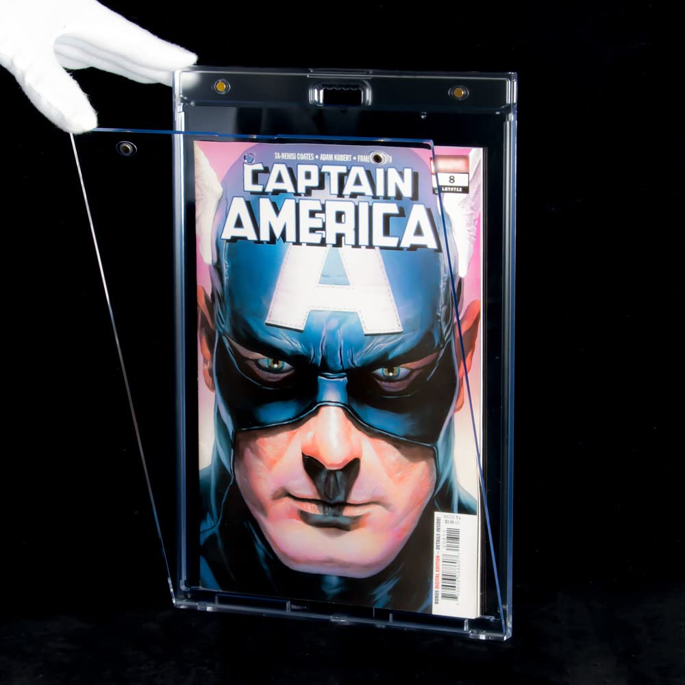 P.Y.P PROTECT YOU PLAY 2pcs Magnetic Comic Book Display Cabinets - Crystal Clear One Touch Strip Book Holder, UV Protection Comic Book Slab Protectors, Wall Mounted Frame, Fits Most