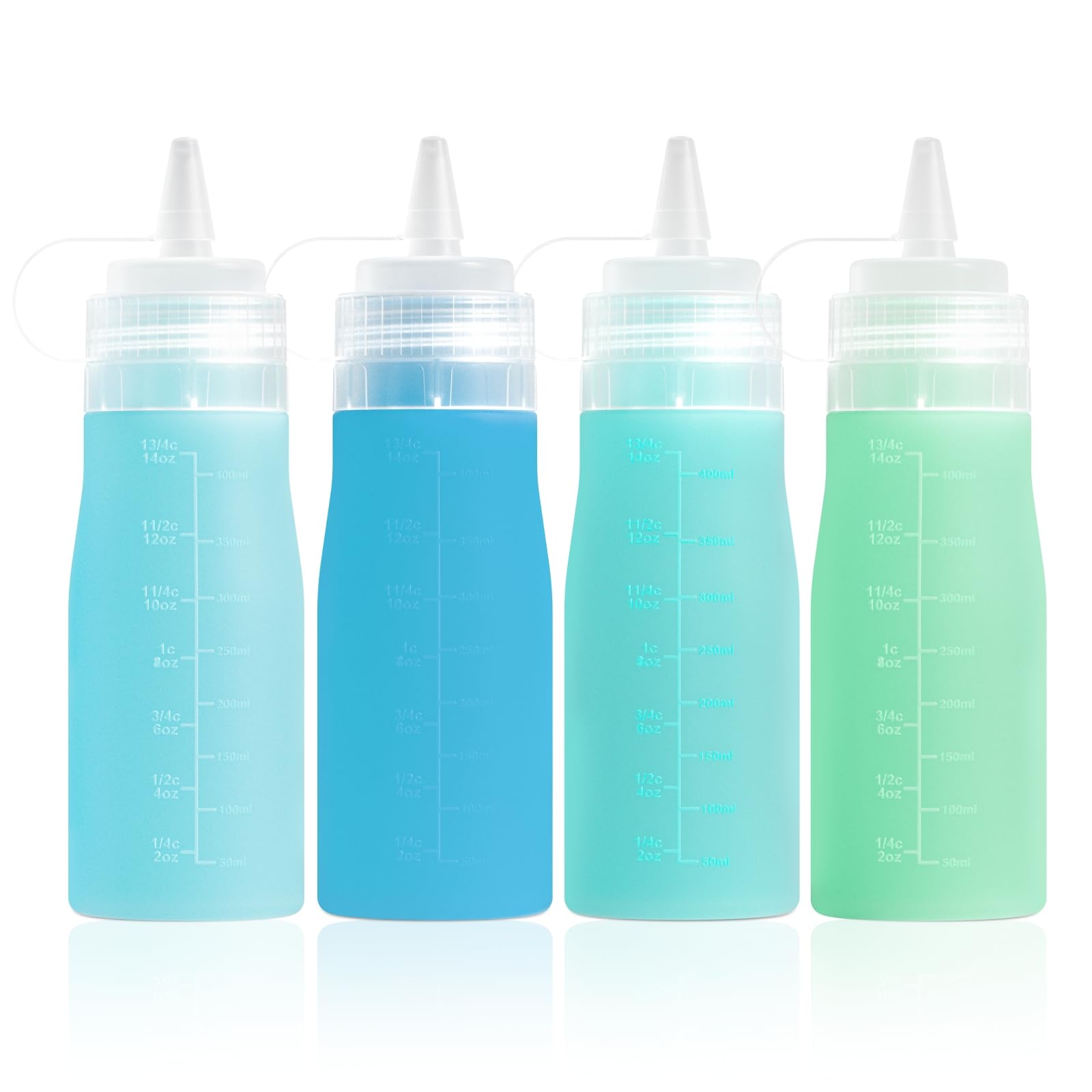 Mrsdry 16oz Condiment Squeeze Bottles for Sauce, BPA Free Leak Proof Squeeze Bottles, Squirt Reusable Silicone Oil Container Dispenser for Ketchup, BBQ, Sauce, Grilling, Salad Dressing (Blue, 16oz)