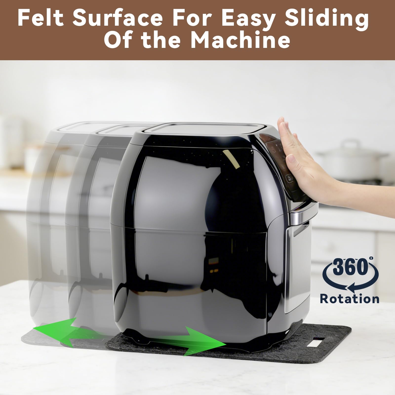 Heat Resistant Mat for Air Fryer with Sliding Function, 2 Pcs 12*14 in Heat Resistant Pad Sliding Caddy Countertop Protector Mat Compatible with Cosori Air Fryer 5 QT 5.8 Qt, Ninja Air Fryer