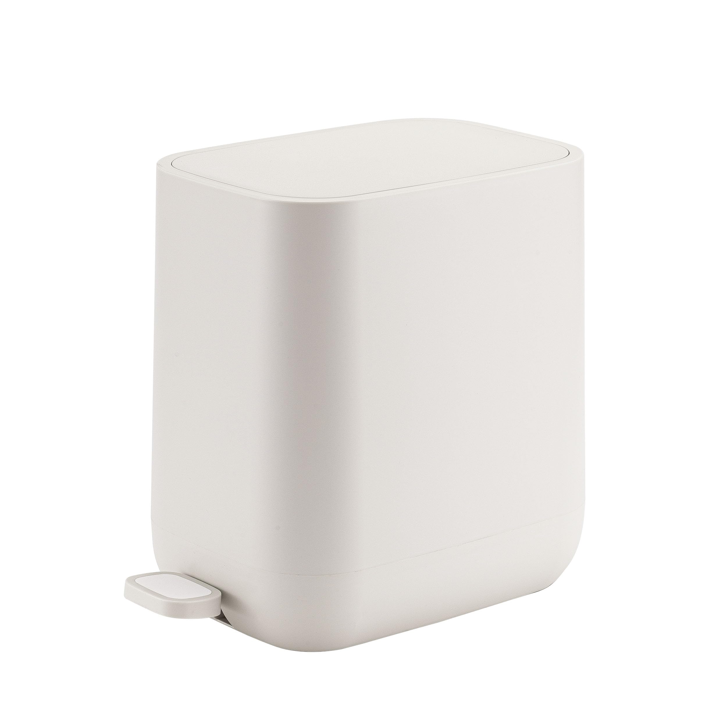 Veinvify 1.85 Gallons 7 Liters Slim Small Kitchen Trash Can with Lid Soft Close Dust Bin Step Pedal Garbage Waste Home Bathroom Office ABS Smooth Washable Poubelle Salle de Bain Beige
