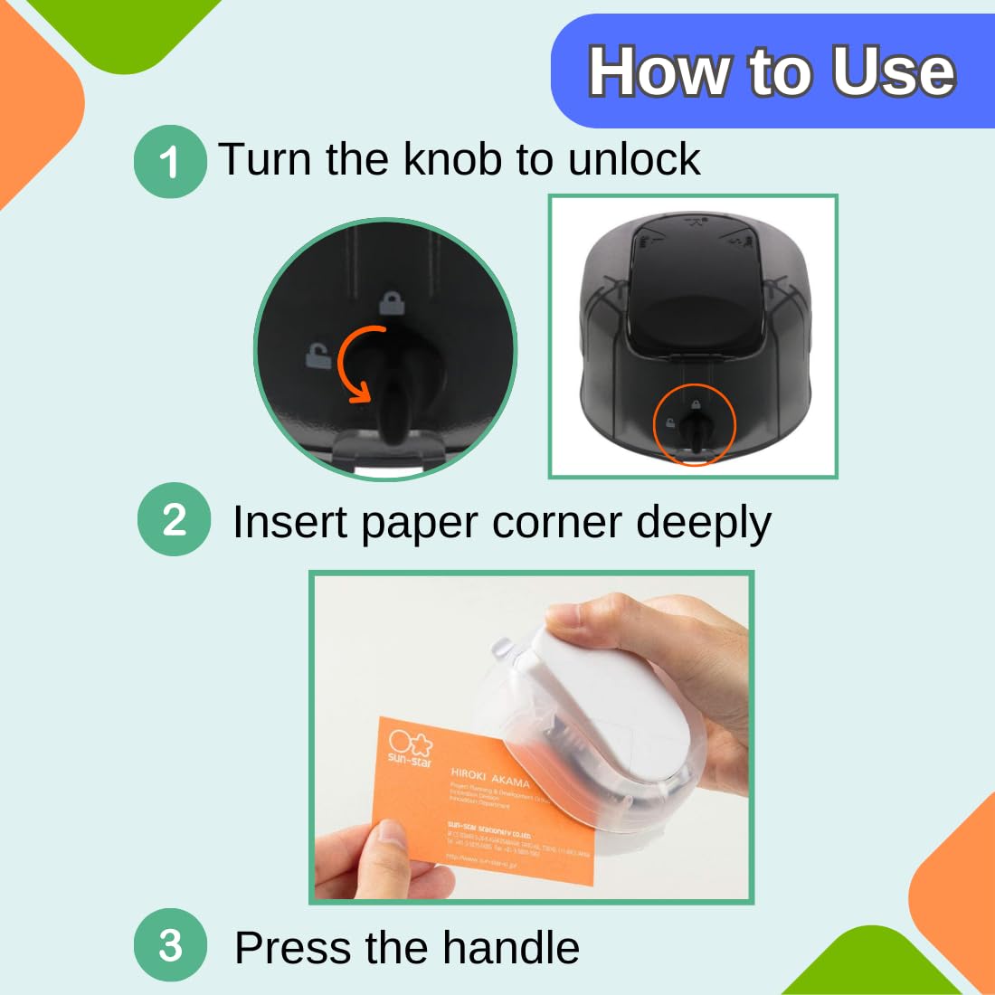 Sunstar Stationery Corner Cutter Kadomaru PRO NEO Black with Authentic Hologram US, EU Only
